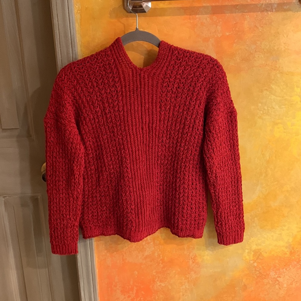 V Pullover In Red Matte Chenille - image 3